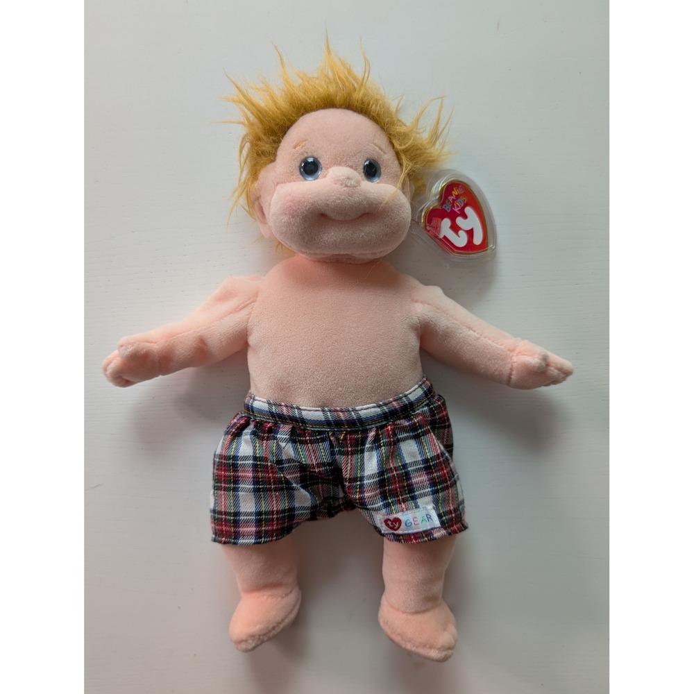 Ty Beanie Kids Chipper Plush Doll Blonde Hair Plaid Shorts with Tags